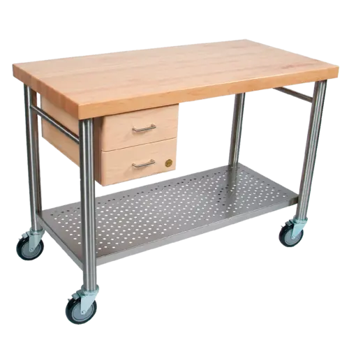John Boos CUCIC04 Cucina Magnifico Cart, 24 W x 48 L x 35"H, Drawers, Stainless Shelf, Electric Strip