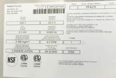 USED PERECT FRY COMPANY PFC570