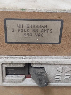 🔥Eaton/Cutler-Hammer/ WH EHD3050 Circuit Breaker 3P 50A 480V