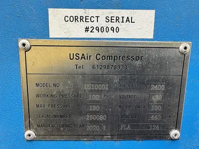 USED US AIR COMPRESSOR US100DI