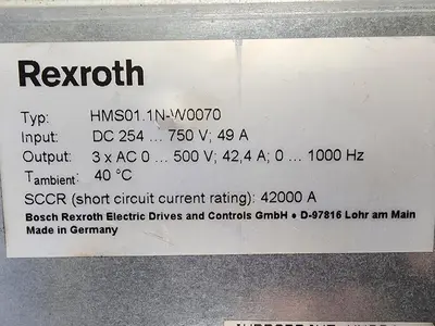 Used REXROTH HMS01.1N-W0070-A-07-NNNN Servo Drives Michigan US | Midwest Press and Automation #1541280