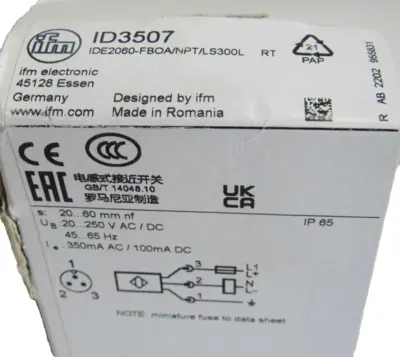 NEW IFM EFECTOR IDE2060-FBOA/NPT/LS300L RT-ID3507 SENSOR