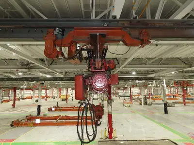 Cleveland Tramrail P&H 1 Ton Single Girder Underhung Bridge Crane 31' 4" Span