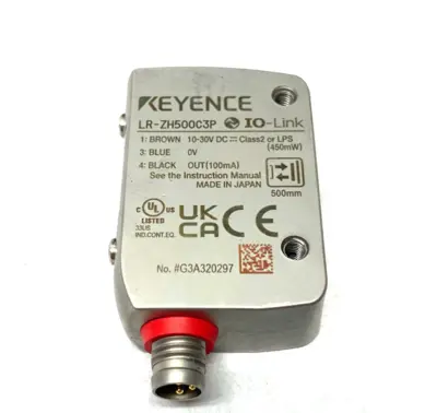 USED KEYENCE SELF-CONTAINED CMOS LASER SENSOR M8 CONNECTOR TYPE 500MM