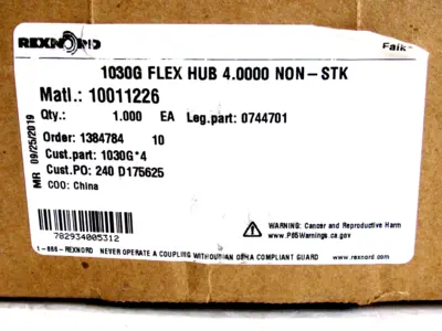NEW REXNORD 0744701 1030G FLEX HUB 4.0000 NON-STK