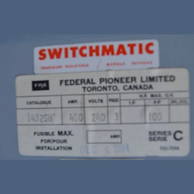 Federal Pioneer 400 Amp Disconnect