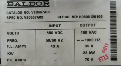 REFURBISHED BALDOR VE0667A03 SERVO DRIVE