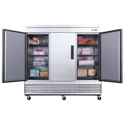 New | in-Stock Dukers New Dukers D83F Stainless Steel Solid 3-Door Commercial Reach-in Freezer Freezers Illinois US | Falcon Restaurant Supply #1376277