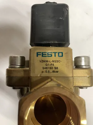 FESTO VZWM-L-M22C-G1-F4 1″ Brass Diaphragm Solenoid Valve 0.5-6bar NIB