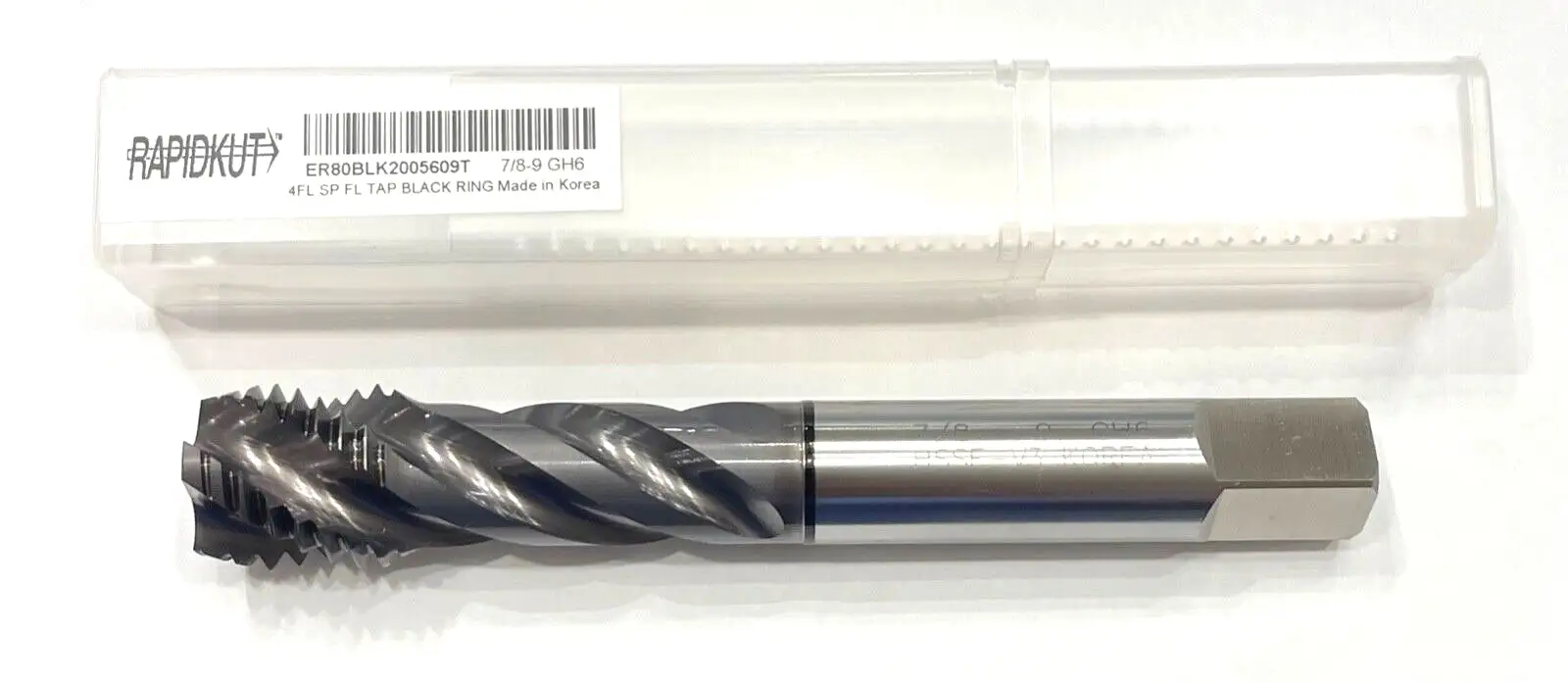 RapidKut 7/8-9 Tap HSSE-V3 Spiral Flute Semi-Bottoming Tap TiCN GH6 4 Flute