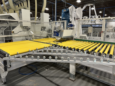 Stefani Evolution SSB Double-Sided Edgebander w/ Mahros Automatic Vacuum Loading & Unloading
