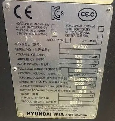 USED 2016 HYUNDAI WIA XF6300