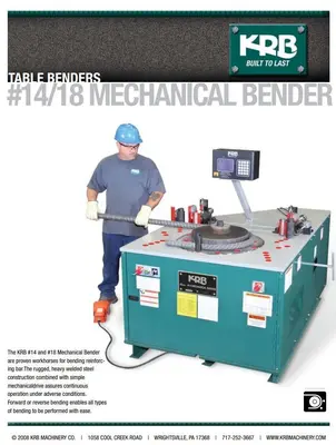 2.125" DIAMETER KRB MODEL #18M ELECTRO MECHANICAL ROTARY REBAR BENDER : YOBRO #25147