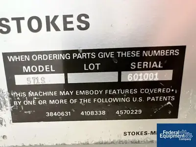 USED Stokes Stokes 571-S Gem Supreme Tablet Press, 50 Station