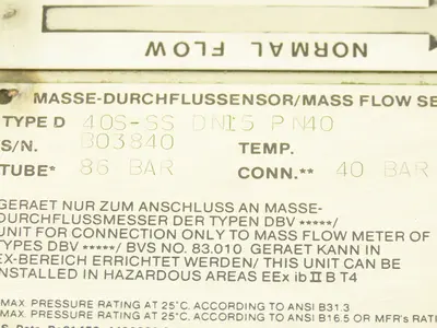 Micro Motion 40S-SS Mass Flow Sensor 86 Bar 1/2" ANSI Flange