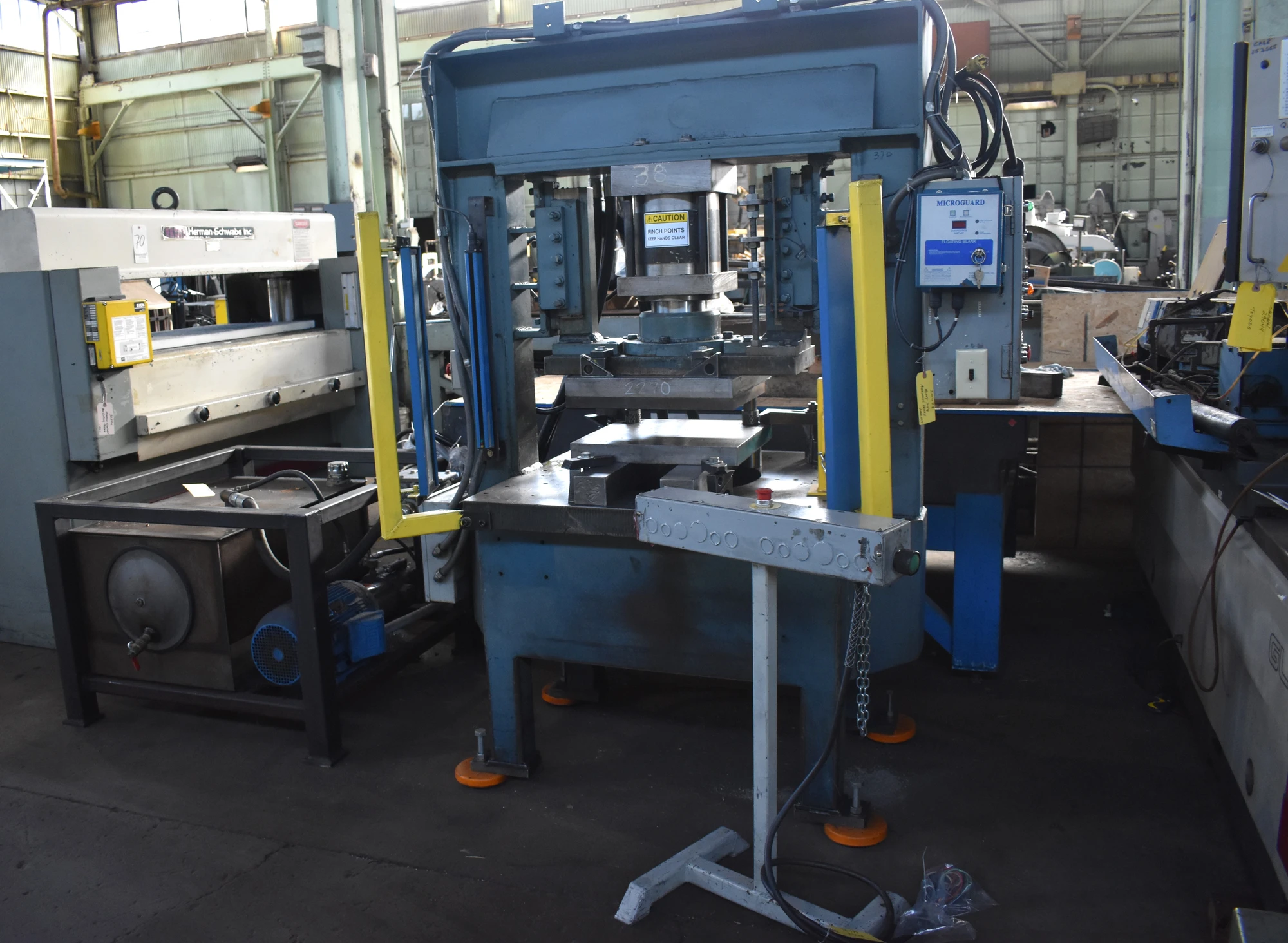75 TON PARKER HEAVY-DUTY H-FRAME HYDRAULIC SHOP PRESS w/10 HP PARKER PUMP - VICKERS VALVES