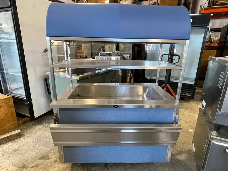 Used Randell Used 48" Randell RAN IC-3 Mobile Cold Food Table Iced Cold Pan Salad Bar Buffet Food Displays Illinois US | Falcon Restaurant Supply #1375898