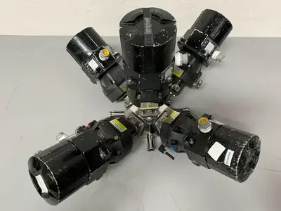 USED 5 ITT SHEROTEC STAINLESS STEEL DIAPHRAGM VALVES W/ POSITION MONITORS