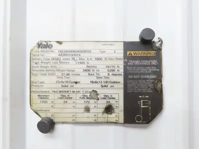 Yale ERC080HDN36SE092EE Forklift Mast 3 Stage 3 Lever 172" Lift 7250lb Class 2