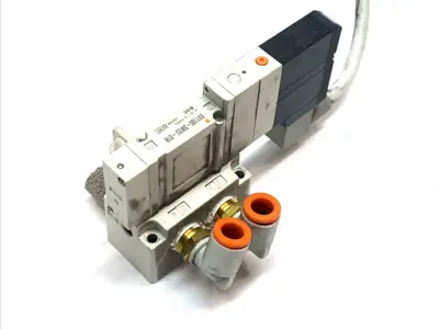 USED SMC 5‑PORT SOLENOID VALVE 2‑POSITION SINGLE 24VDC M12 1/8 NPT