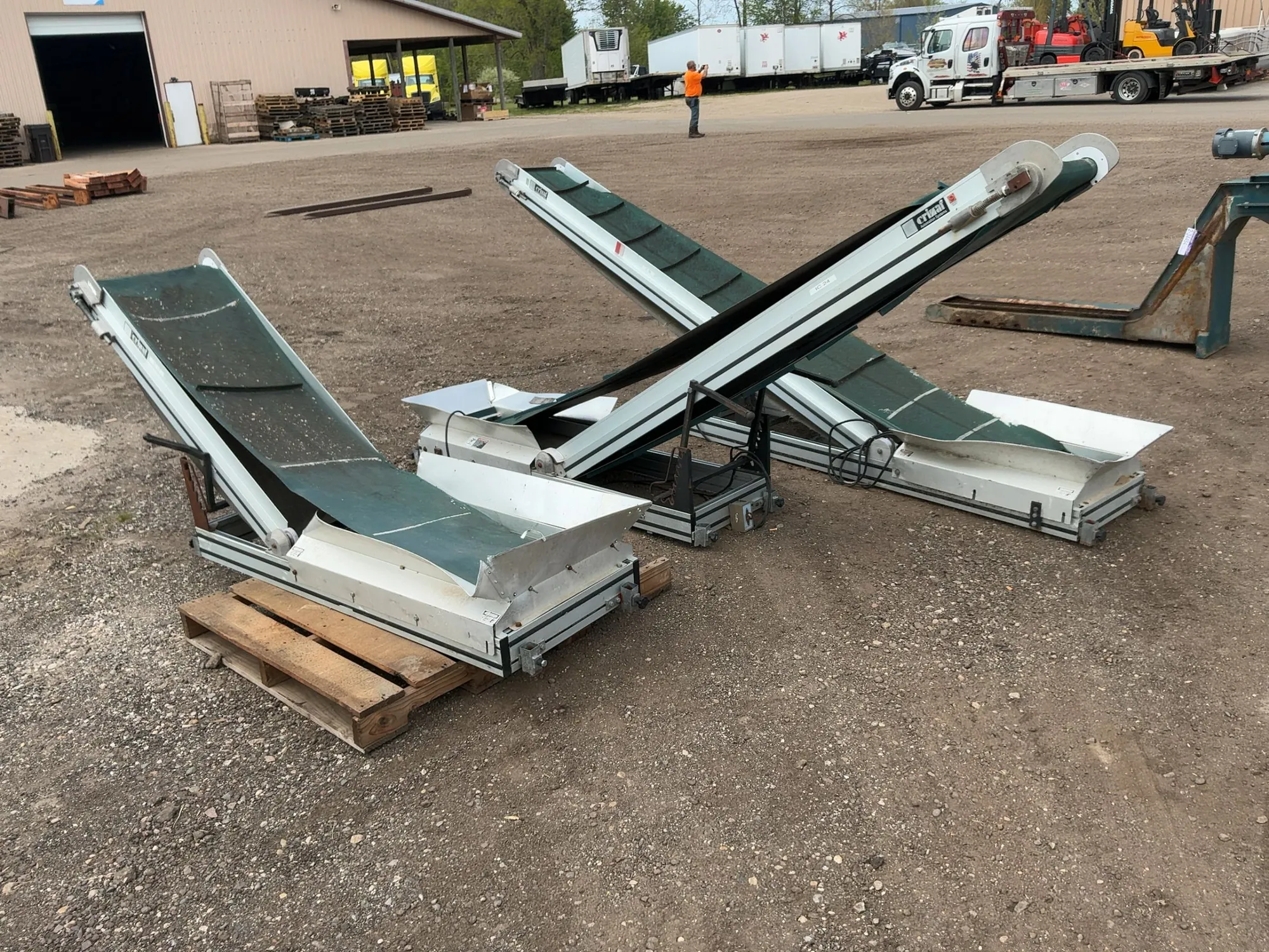 (3) Crivaf Automation Belt Conveyors, Aluminum Frame, no motors, need work, longest is approx. 140”