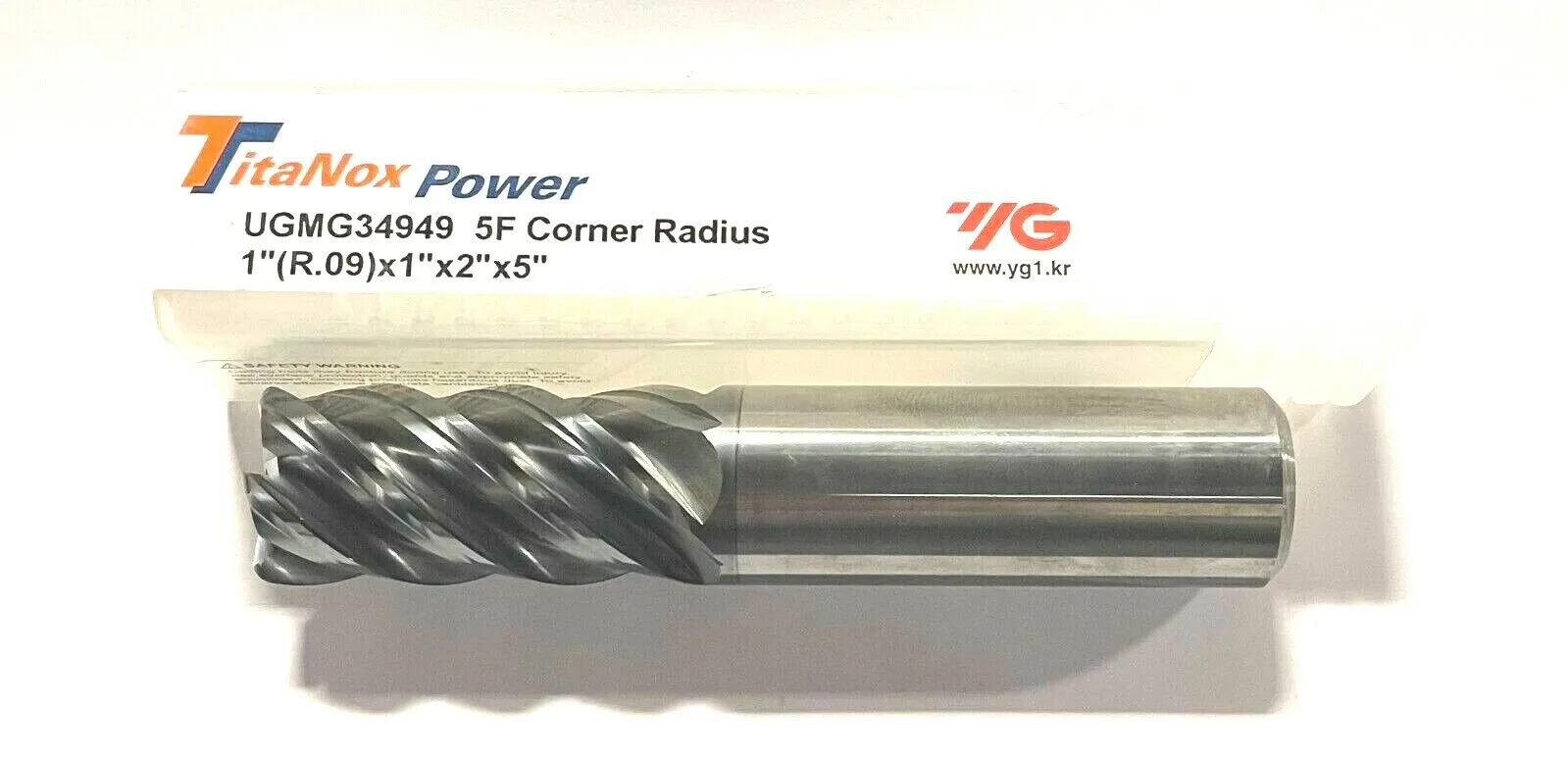 YG-1 Carbide End Mill 1" x 1" x 2" x 5" TitaNox Power .090 Radius 5 Flute