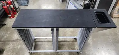 Used Falcon Restaurant Supply Used Half Size Sheet Pan Cart w/Tray 50.5" L x 14" W x 34" H Restaurant Equipment (Miscellaneous) Illinois US | Falcon Restaurant Supply #1376397