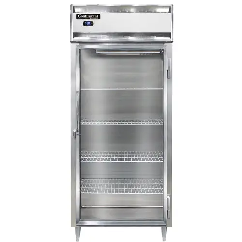 Continental D1RXSNSSGD 36 1/4" One Section Reach In Refrigerator, (1) Right Hinge Glass Door, Top Compressor, 115v