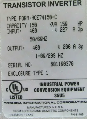 NEW TOSHIBA ACE74150-C TRANSISTOR INVERTER ACE V7 150HP ACE74150Z3