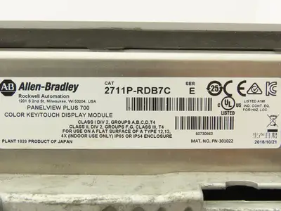 Allen Bradley 2711P-B7C4A8 PanelView Plus 700 Graphic Touch Terminal 2711P-RDB7C