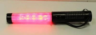 Bright LED Safety Traffic Baton Flashlight Stick With Self Whistle, Front Light & Magnetic Base. New In Box
