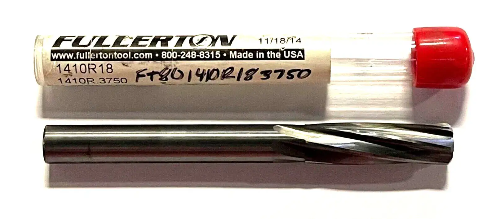Fullerton 3/8" Solid Carbide Chucking Reamer Spiral Flute Right Hand 6FL USA
