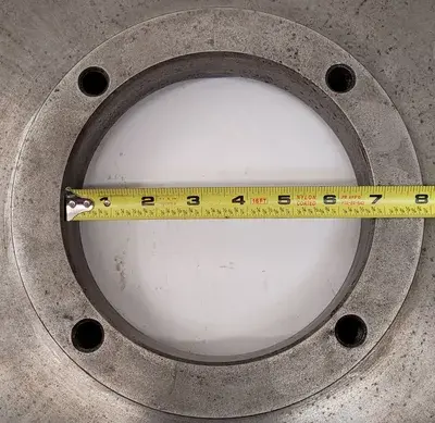 15" LATHE FACE PLATE - D1-8 MOUNT WITH 6-5/8" THROUGH HOLE