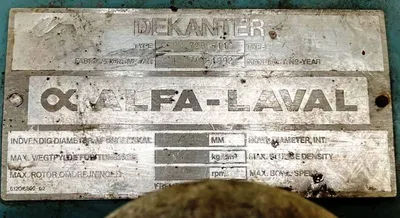 Alfa-Laval FPNX 728B-11G fishmeal tricanter centrifuge, 316SS.