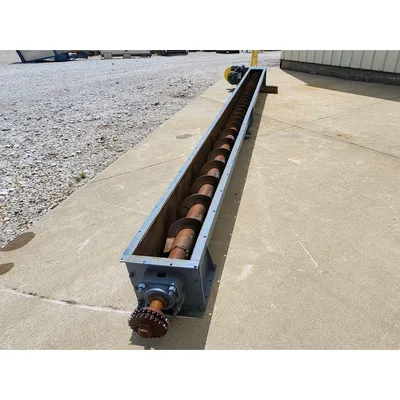 Used 8" dia X 17' U-trough Industrial Screw Auger Conveyor
