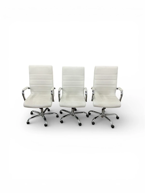 3 White Task Chairs
