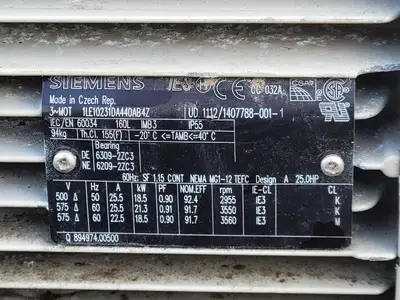 25 hp, 575 volts, 3560 rpm, 160L Electric Motor