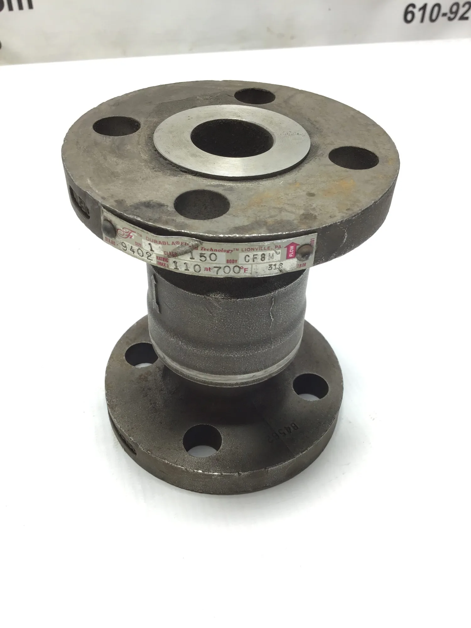 Durabla DLC 1″ B16.34 Stainless Steel Check Valve 316 Class 150 CF8M Rating 110