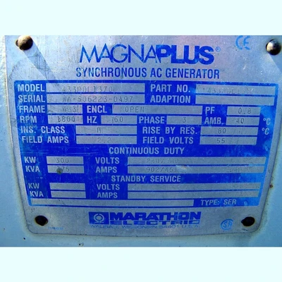 Marathon Electric Magna Plus 300 kW 240/480 Gen End