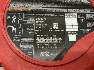USED 3M PROTECTA® REBEL SELF-RETRACTING LIFELINE, SWIVELING ANCHOR, 50FT