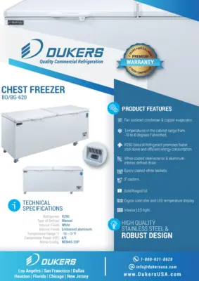 New | in-Stock Dukers New Dukers BD/BG-620 Commercial Chest Freezer Freezers Illinois US | Falcon Restaurant Supply #1376047