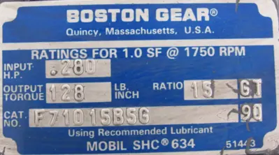 NEW BOSTON GEAR F71015B5G GEAR REDUCER 15:1