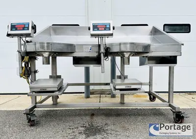 USED HEINZEN MANUFACTURING INTERNATIONAL 2720 MANUAL PACKING TABLE W/ DUAL SCALES