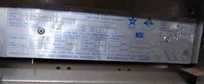 142-1119 US Range Natural Gas 4 Burner Range-Griddle w Double Oven