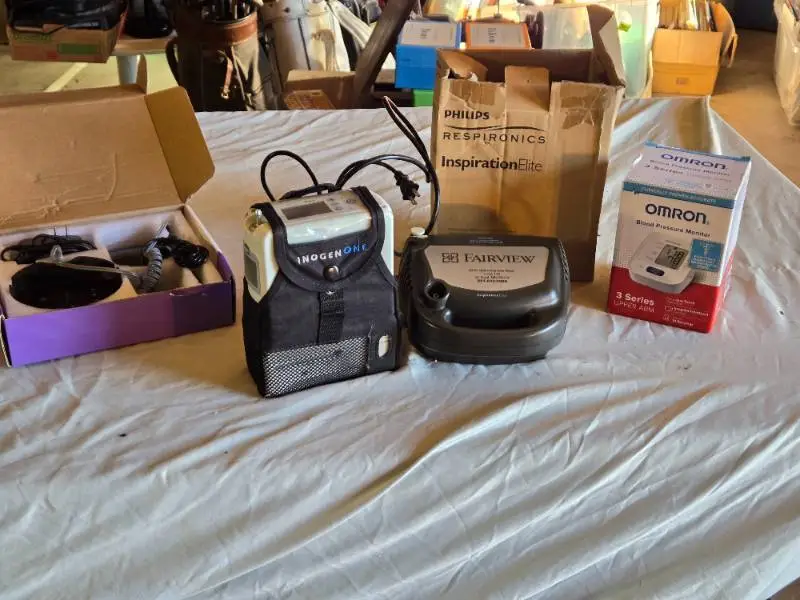 Inogen One Portable Oxygen Concentrator, Philips Respironics InspirationElite Compressor, Omron Blood Pressure Monitor, and Matosi Device - All Untested