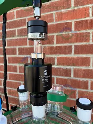 USED CHEMGLASS 150 LITER GLASS REACTOR W/ CHEMGLASS DIGITAL OVERHEAD STIRRER