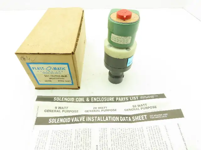 Plast-o-matic DAS5V16G20-PV Solenoid Valve 3/4" NPT Vented PVC Control Valve