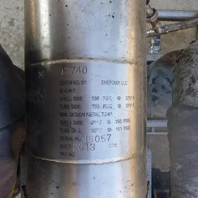 Heat Exchanger, Shell & Tube, S/st, Heat Transfer Pump Skid, (4) Pumps #S744939
