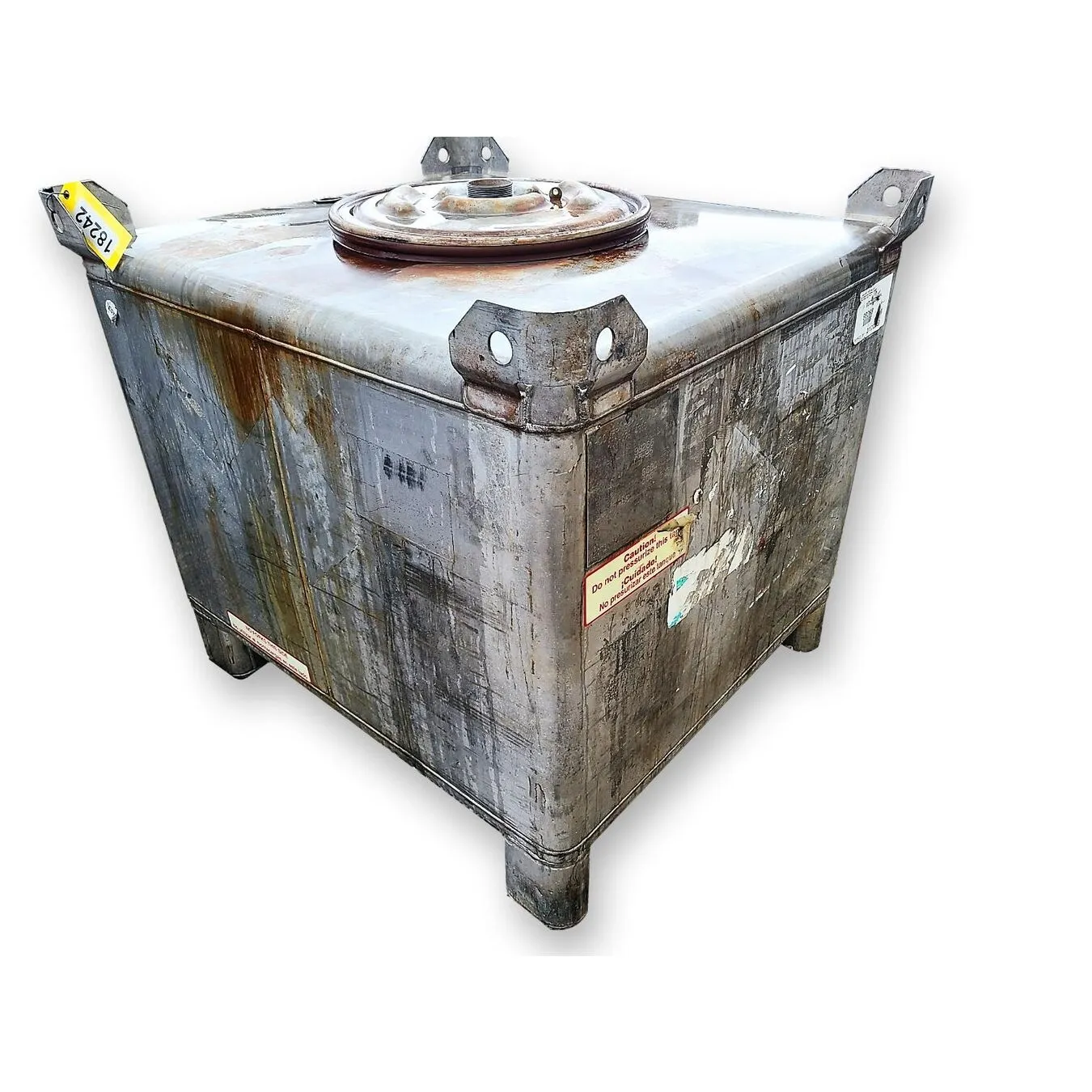 Used 300 Gallon Store Stainless Steel IBC Portable Tote Liquid Container