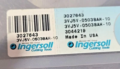 INGERSOLL FACE MILL Slot indexable Milling Cutter 3VJ5V-05038AH-10 .385 x .060 R